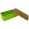 Vintage metal powder coating steel bread box with thick bamboo lid 